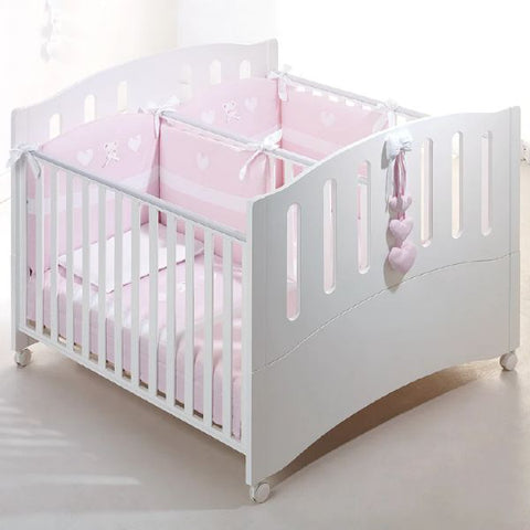 Baby cot Beech Wood Twins Transformable Twins Azzurra