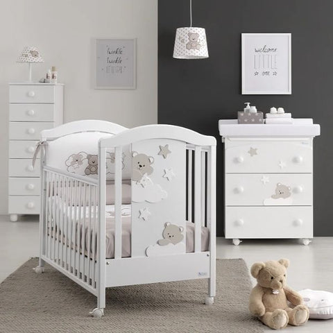 Baby cot Mars Alb with a normal mattress made in Italy beech wood