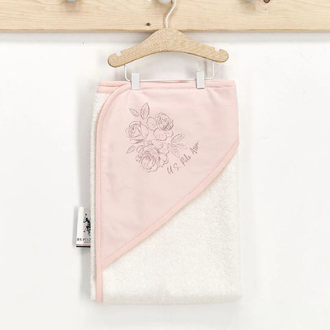 Pink Baby Hooded Towel with Flower Print