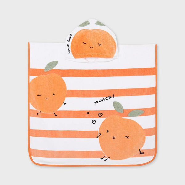 White & Orange Peach Mayoral Cotton Cape Baby Towel 9926