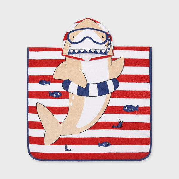 Cape Towel Baby White & Red Cotton Shark Mayoral 9926