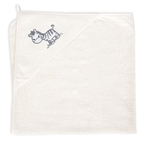 Cream hooded towel with gray zebra 100X100 cm 815-302-632