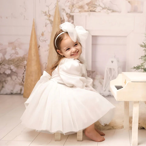 Elegant Dress for Girls Cotton White Tulle AnneBebe