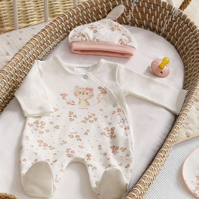 Set for girls, overalls and fes, cream with pink print, Mayoral 9047