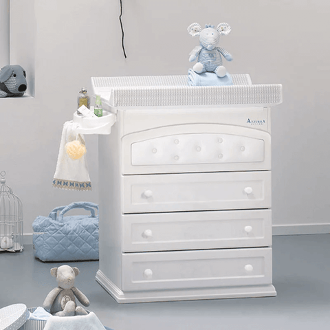 baby chest of drawers with swaddled mattress