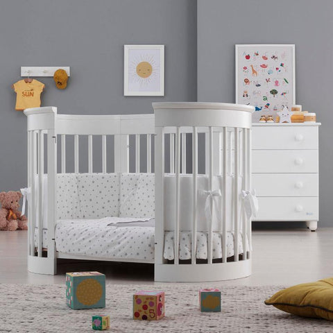 Beech wood oval convertible cot