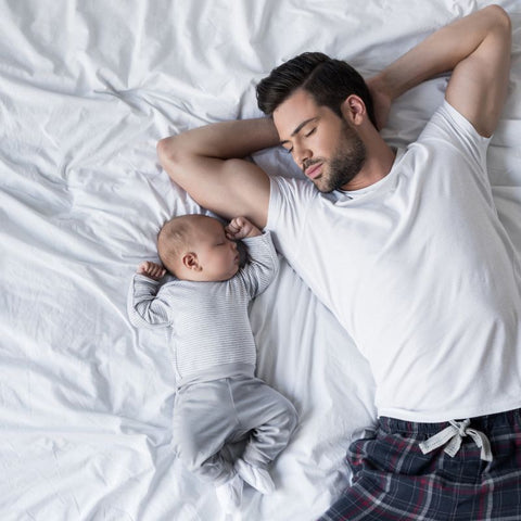 daddy sleeps with baby