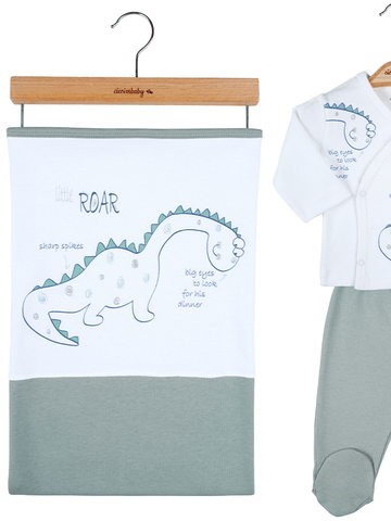Набір для вагітних із 7 предметів, білий із зеленим і принтом динозаврів для хлопчика 4757 Ciccim Baby - Дитяча кімната