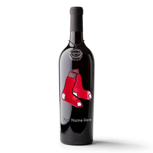 Boston Red Sox™ Custom Name Etched Wine Bottle