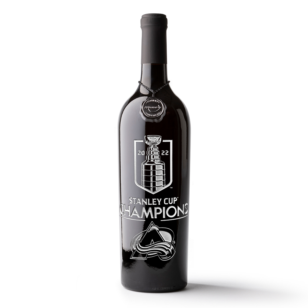 2022 Colorado Avalanche Stanley Cup Champions Logo Etched Wine