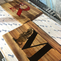 Two Monogramed Resign Cutting Boards