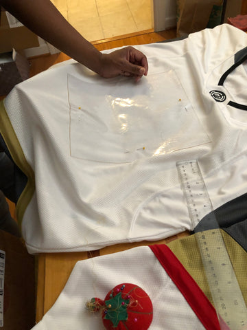 More sewing on the Golden Knights jersey