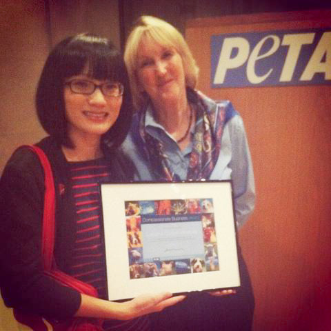 PETA President Ingrid Newkirk presents Nikki Award