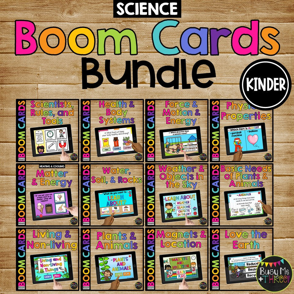 Kindergarten SCIENCE Boom Cards™ Digital BUNDLE Tools Basic Needs Weather