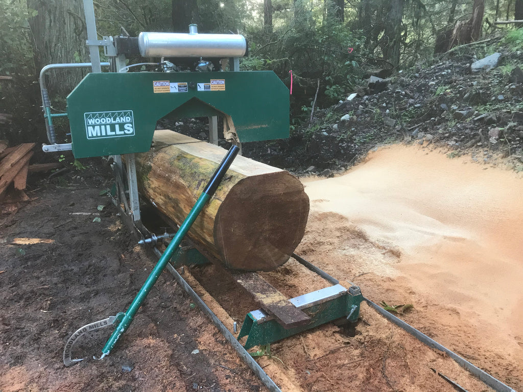 Cedar log on Bandsaw Mill