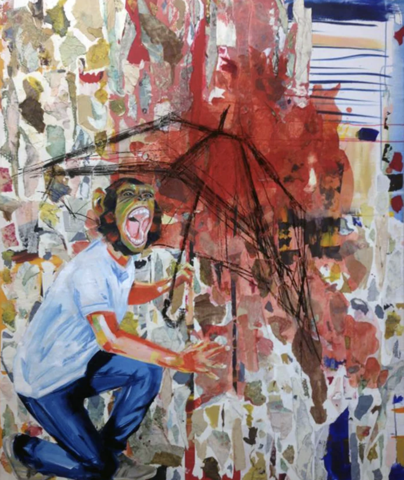 Cleaning up her Mess 2013 (5'x6') Mixed Media Collage and Oil on Canvas