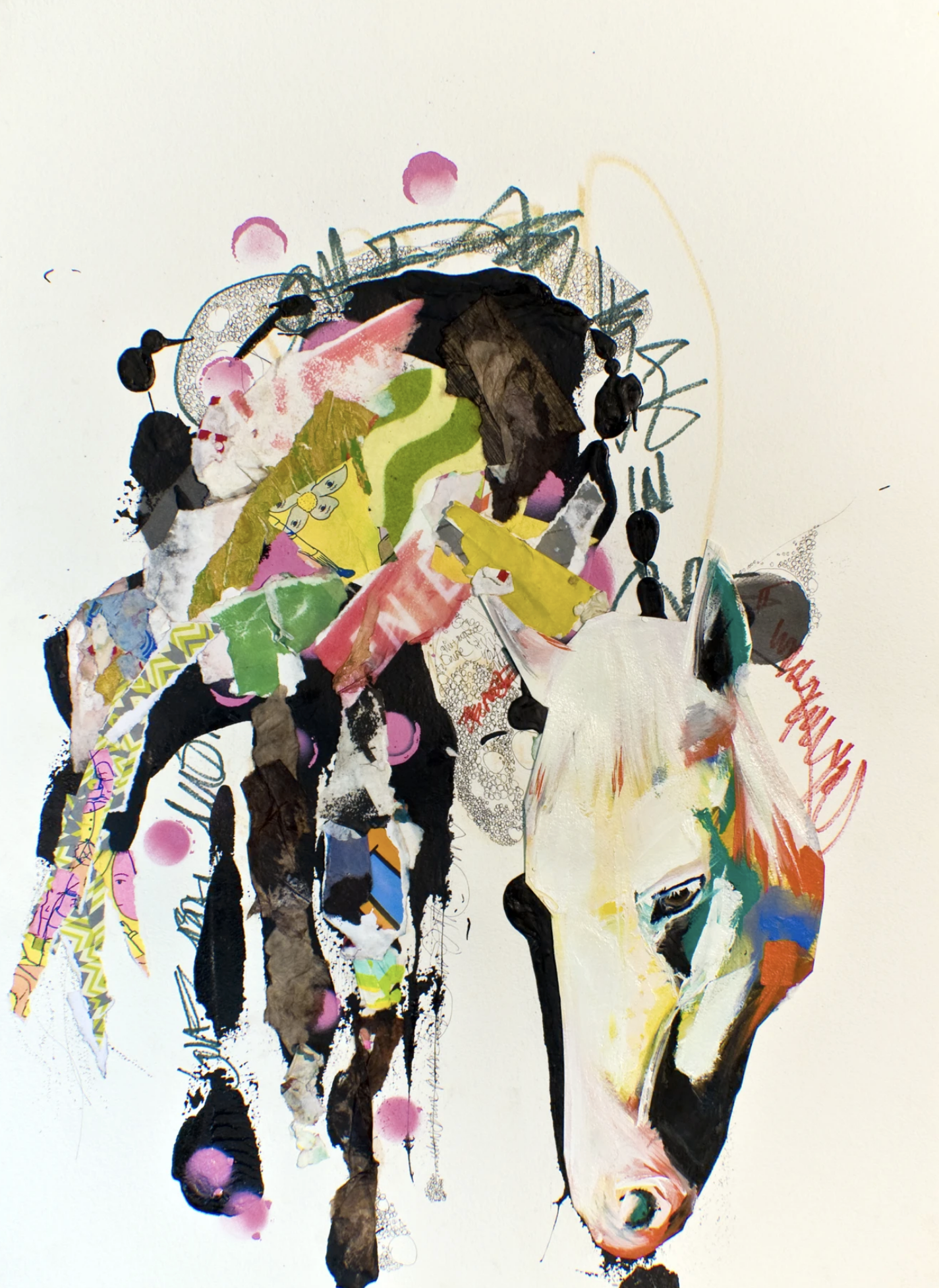 My Little Pony 2013 (22.5'x30.5') Mixed Media Collage and Oil on archival paper.