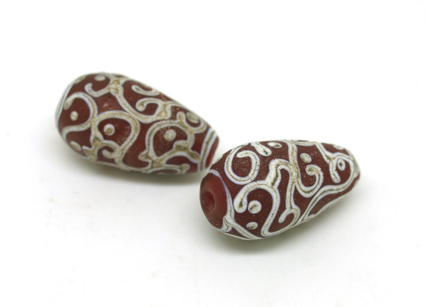 Red Aged Glass Bead Pair - SRA Lampwork Beads