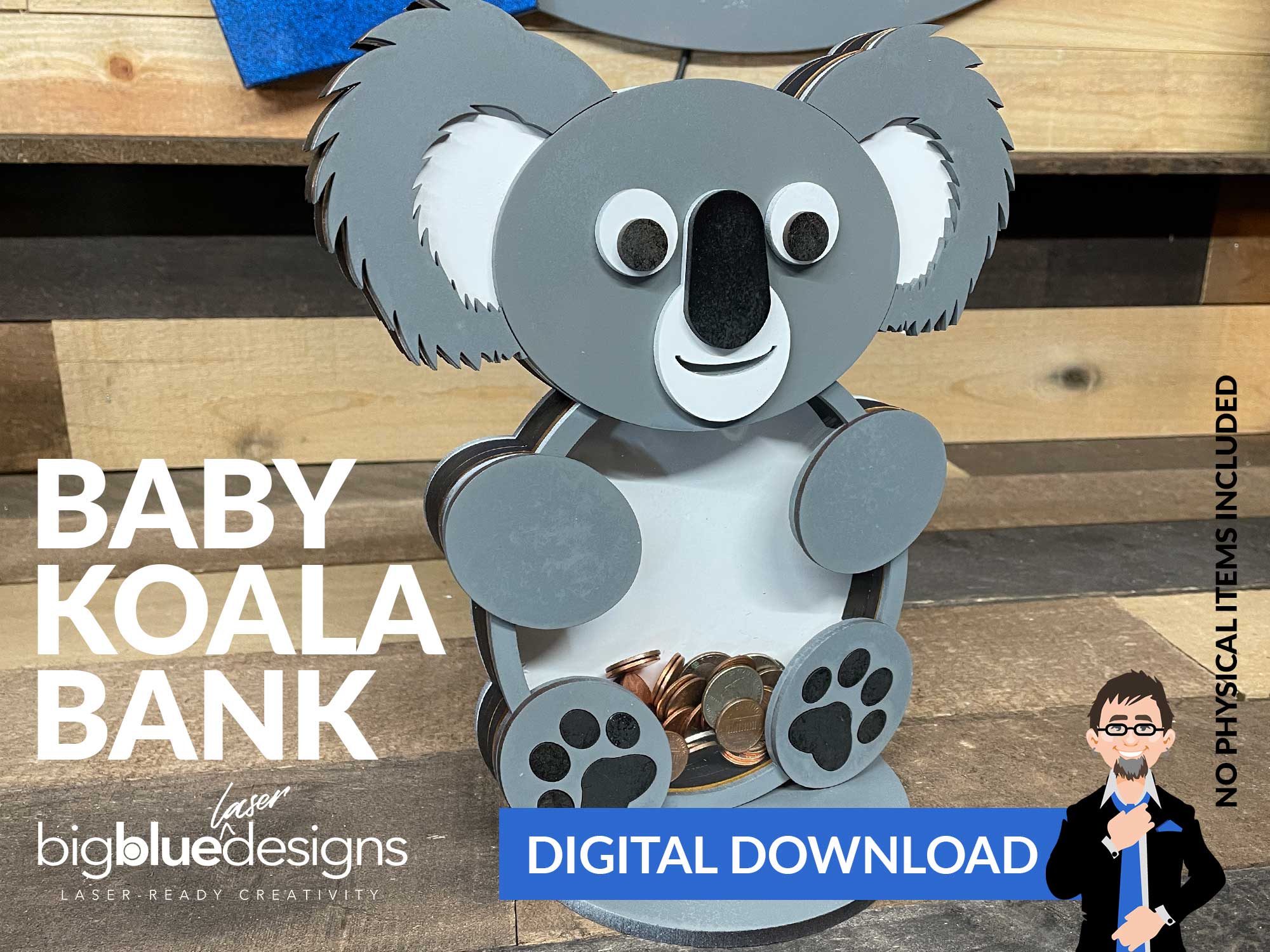Download Baby Koala Bank Big Blue Laser Designs