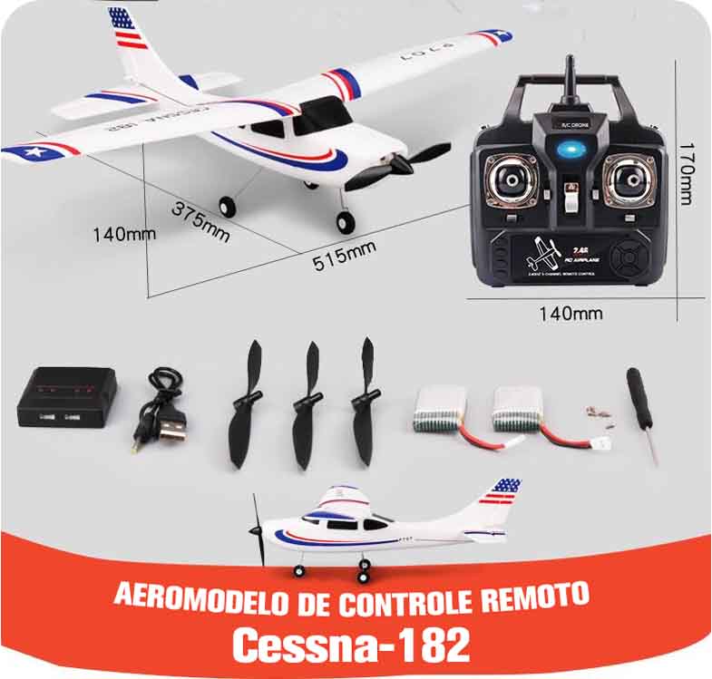 Avião Cessna 182 com Controle Remoto - Pronta Entrega no BRASIL