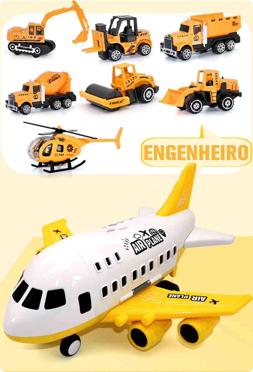Modelo Engenheiro do Jumbo® Avião de Brinquedo c/ 6 Super Carrinhos Disponível em: www.descontara.com