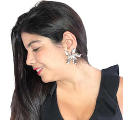 Fancy Flower Earrings - Silver