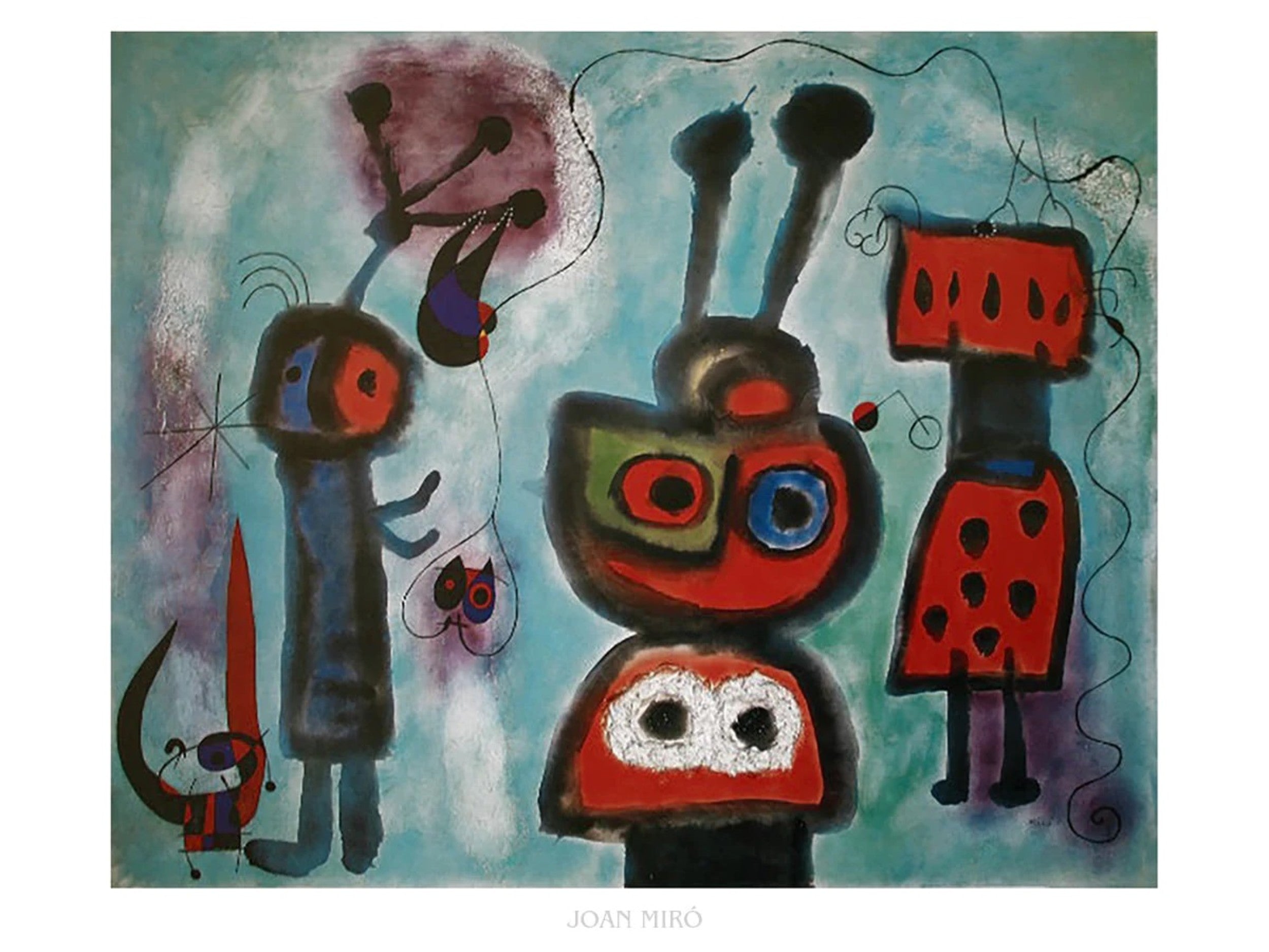 Kunstdruk Joan Miró L oiseau au regard calme 80x60cm