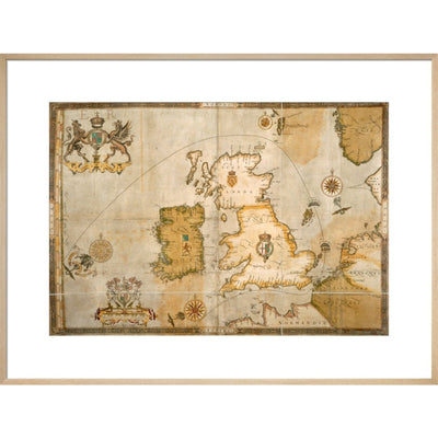 Map of the Spanish Armada and the British Isles print in natural frame