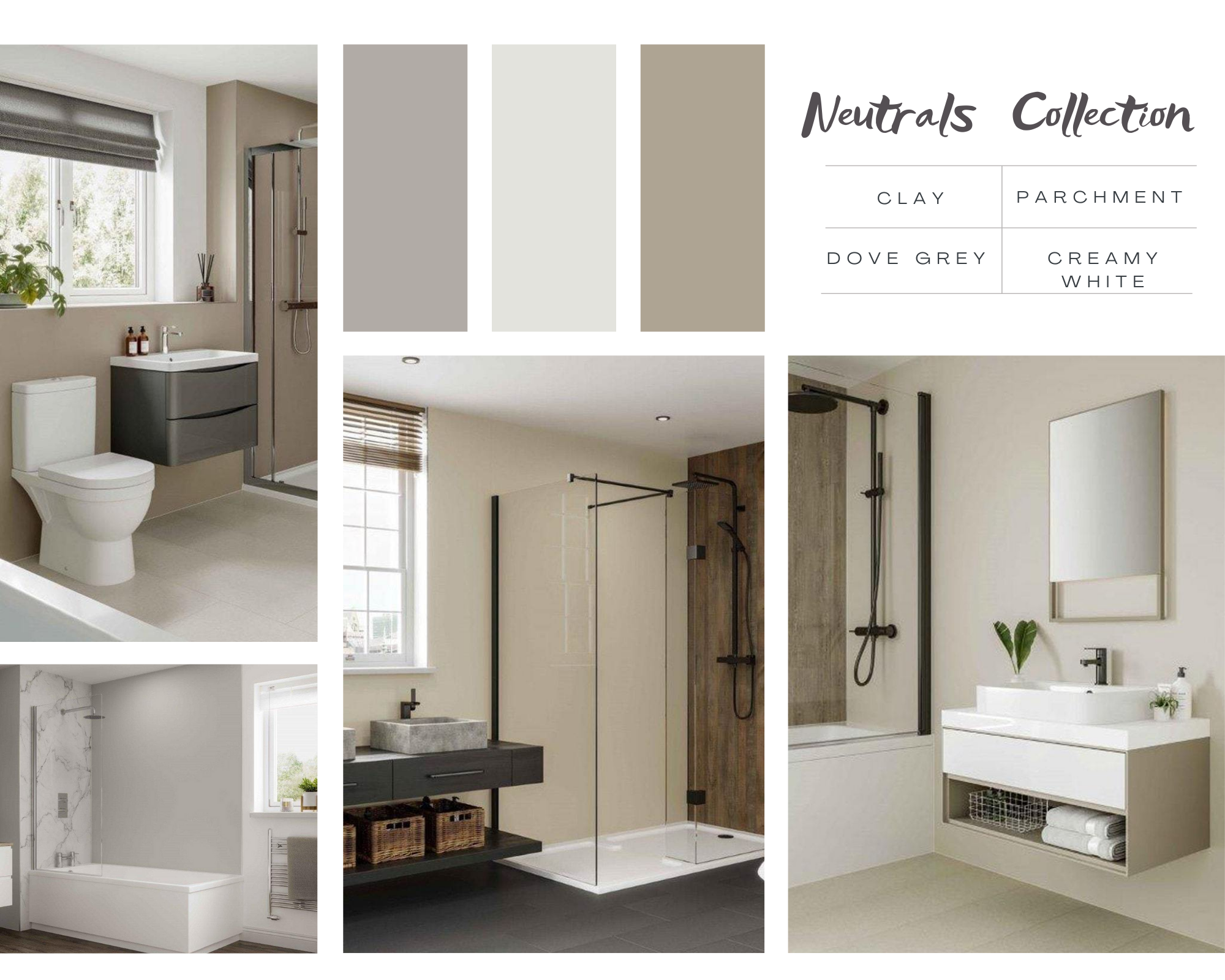 Multipanels Neutrals Collection Mood Board - Wet Walls and Ceilings