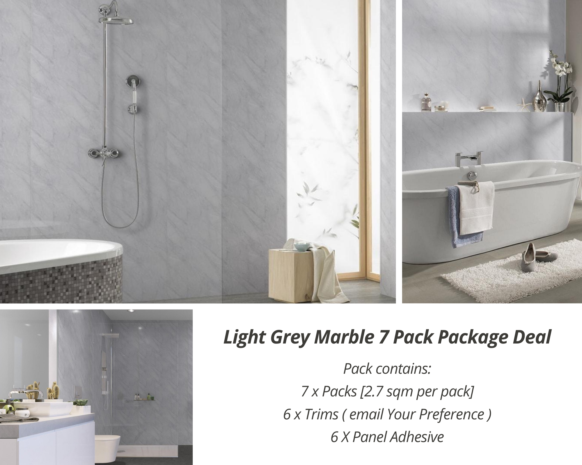 Light Grey Marble 7 Pack Package Deal