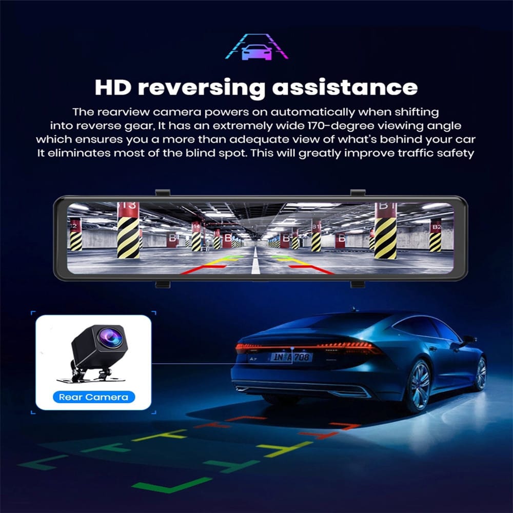 12-inch full touch screen car DVR Hisilicon 4K UHD driving 