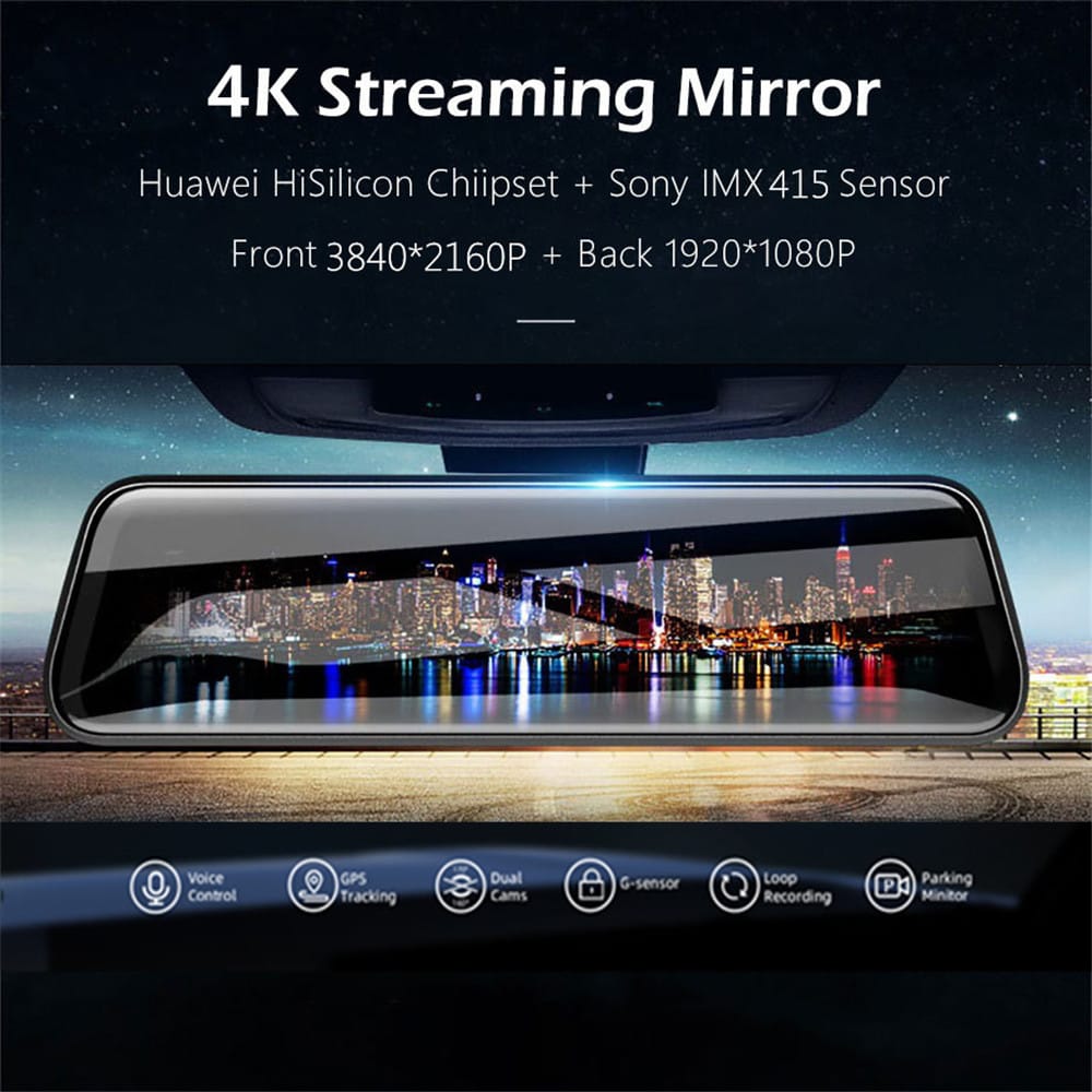 12-inch full touch screen car DVR Hisilicon 4K UHD driving 