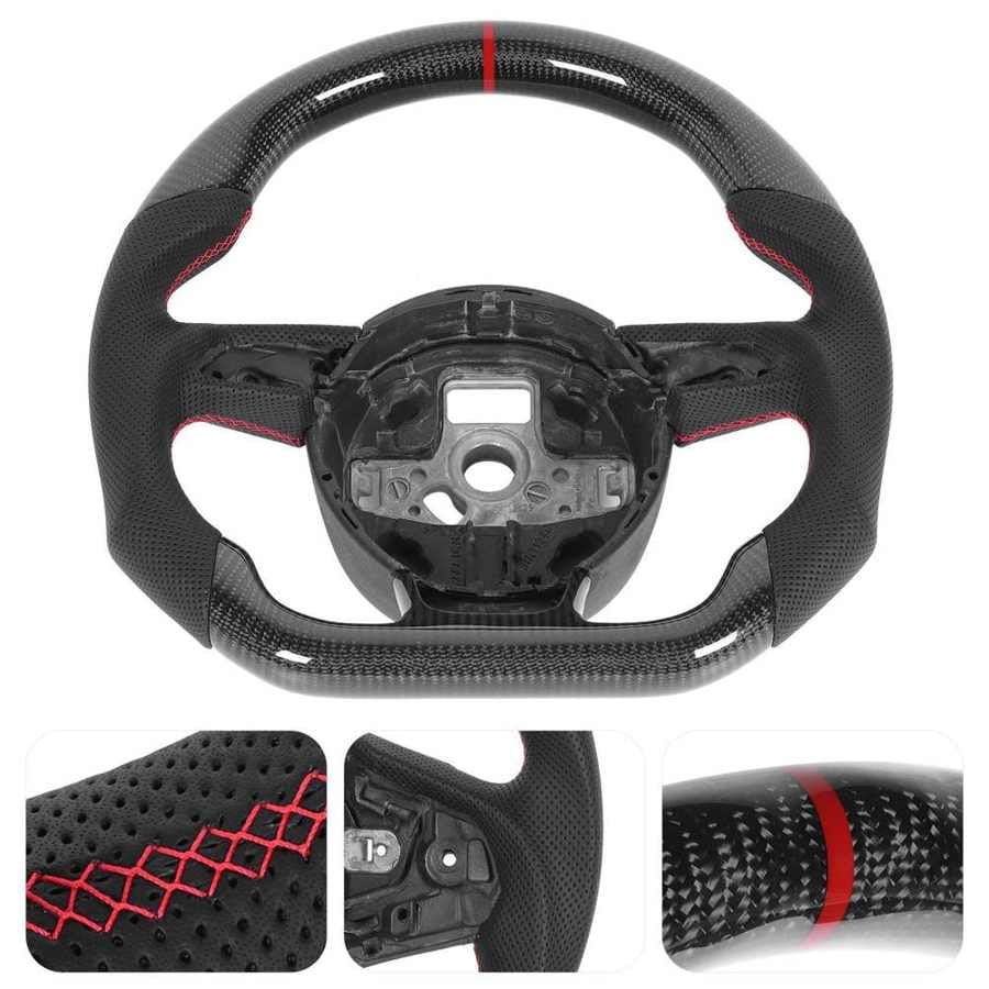 Carbon Fiber Steering Wheel Perforated Leather Fit for 