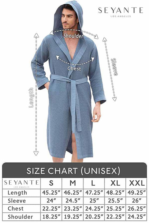 Size Guide Men's Hooded Turkish Cotton Waffle Robe