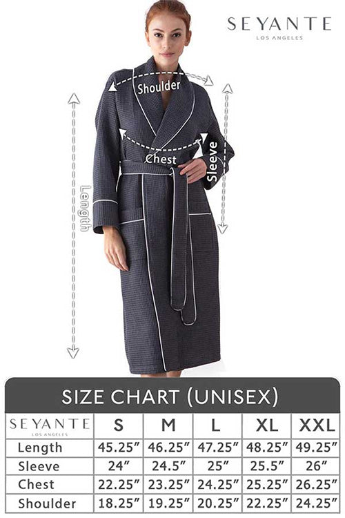 Size Guide Women's Full Length Waffle Hotel Robe