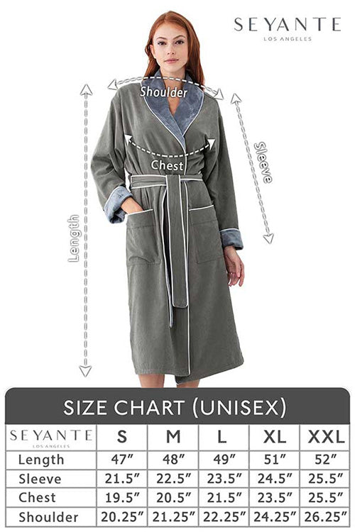 Size Guide Women's Plush Microfiber Spa Robe