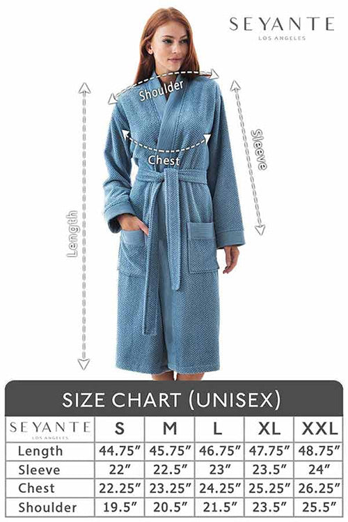 Size Guide Women's Turkish Cotton Terry Cloth Kimono Robe