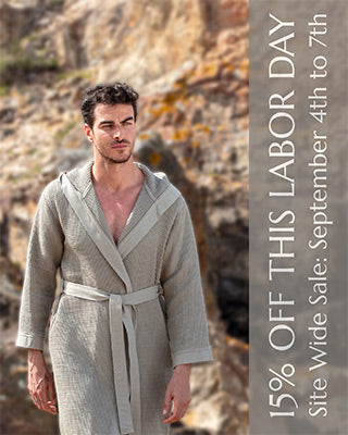 Turkish Cotton Hooded Waffle Robes for Men - Labor Day Sale