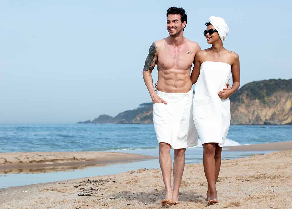 100% Turkish Cotton Terry Towel Wraps for Men and Women