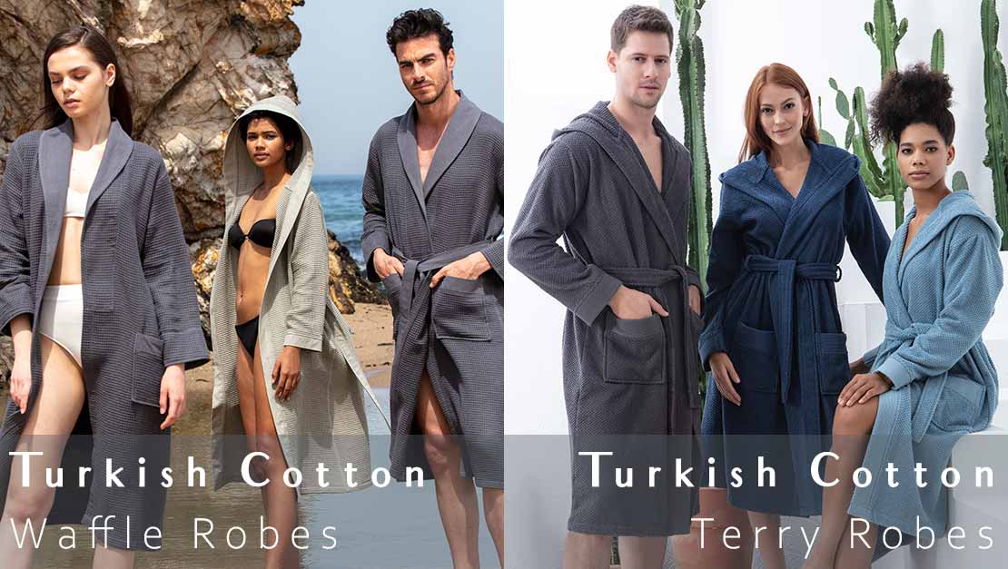 Turkish Cotton Waffle Robes and Turkish Cotton Terry Bathrobes for Men and Women | High Absorbency