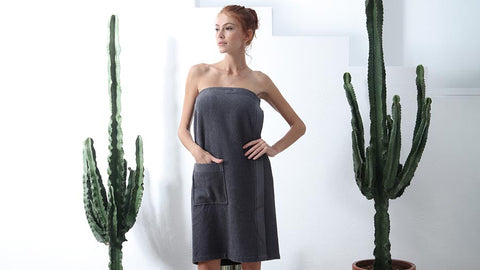 seyante womens towel wrap in charcoal