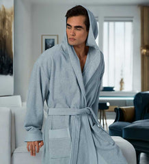 Organic Turkish Cotton Hooded Terry Robes for Men