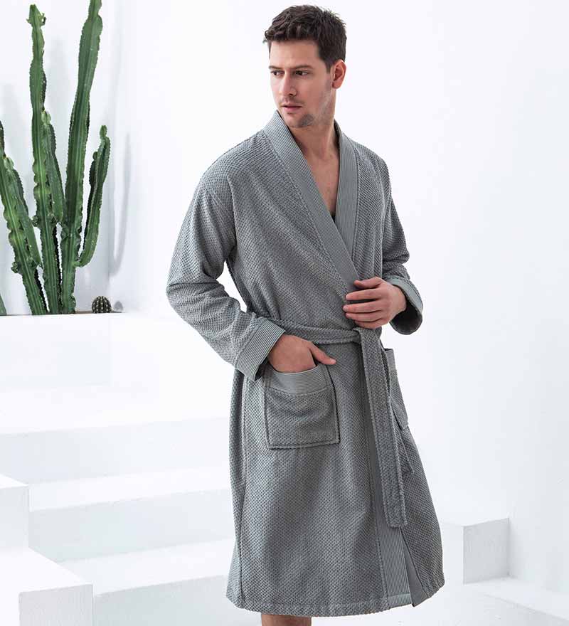 Men's Turkish Cotton Terry Cloth Kimono Robe | SEYANTE