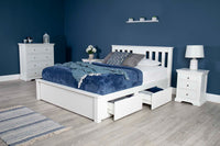 Wimbledon Soft White Solid Wood Storage Bed Frame 4ft6 - Double