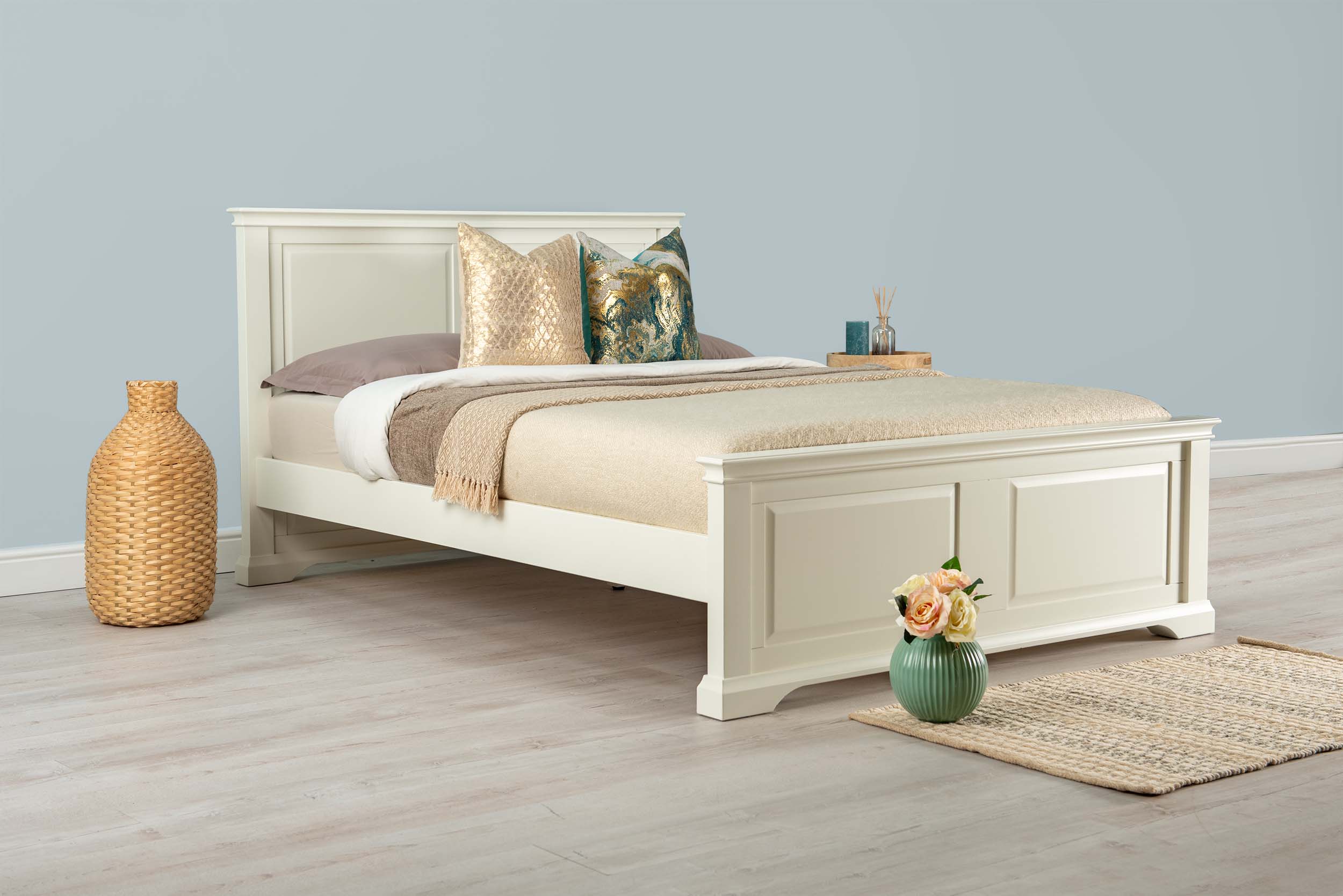 King size bed frame shop with headboard white