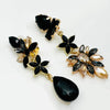 Clip Earrings Champagne & Black Glam | Gold - muze-earrings.com