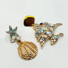 Earrings AB Fish & Starfish | Gold - muze-earrings.com