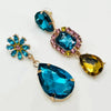 Earrings Aqua Blue Flower | Gold - muze-earrings.com