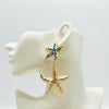 Earrings Big Aqua Starfish | Gold - muze-earrings.com