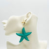 Earrings Big Aqua Starfish | Gold - muze-earrings.com